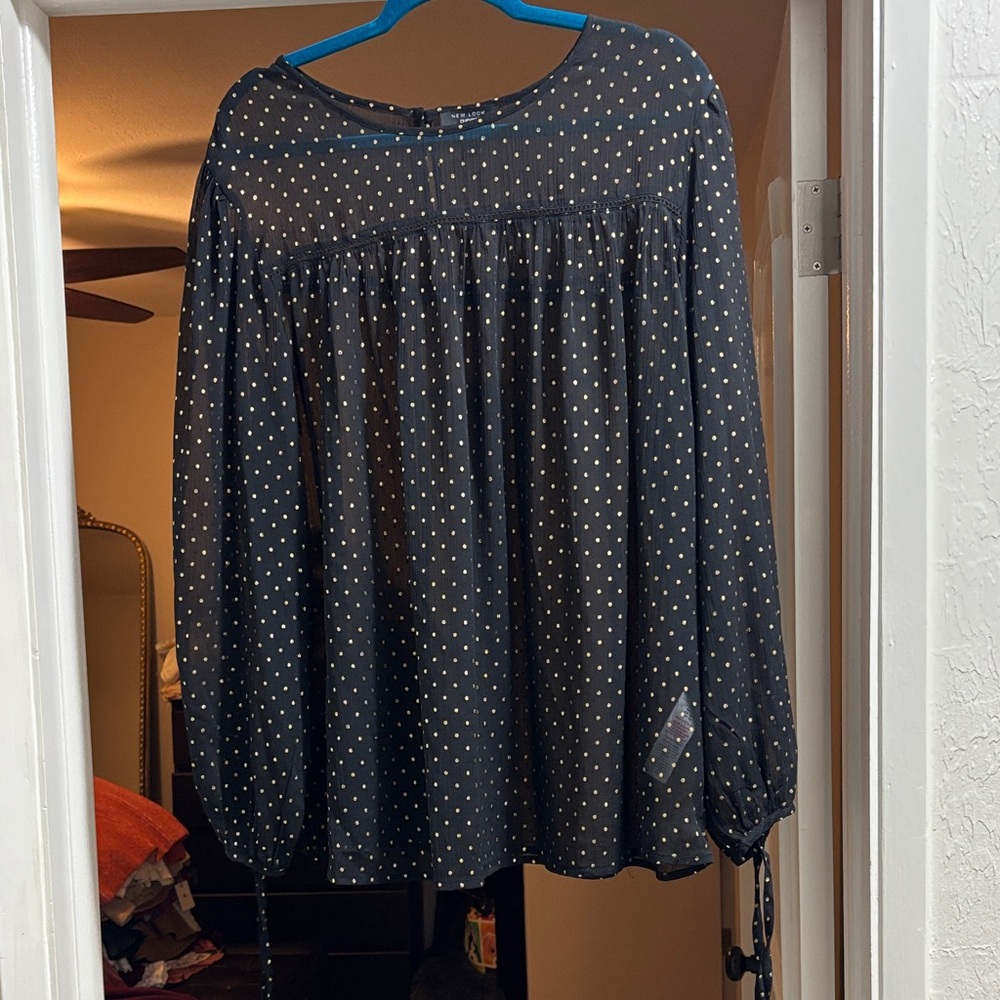 ASKS New Look Black and White Polka Dot Blouse